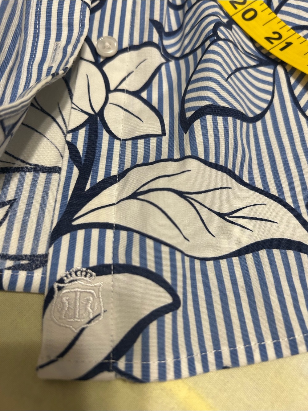 Talbots Blue and White Floral-Stripe Button Down Shirt - Picture 5 of 7
